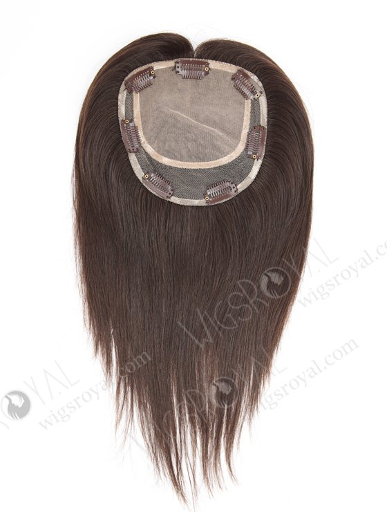 In Stock 5.5"*6" European Virgin Hair 12" Natural Straight Natural Color Silk Top Hair Topper-007-716