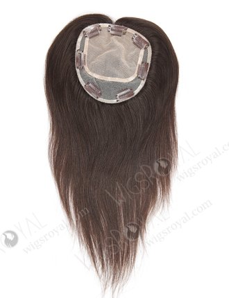 In Stock 5.5"*6" European Virgin Hair 14" Natural Straight Natural Color Silk Top Hair Topper-008