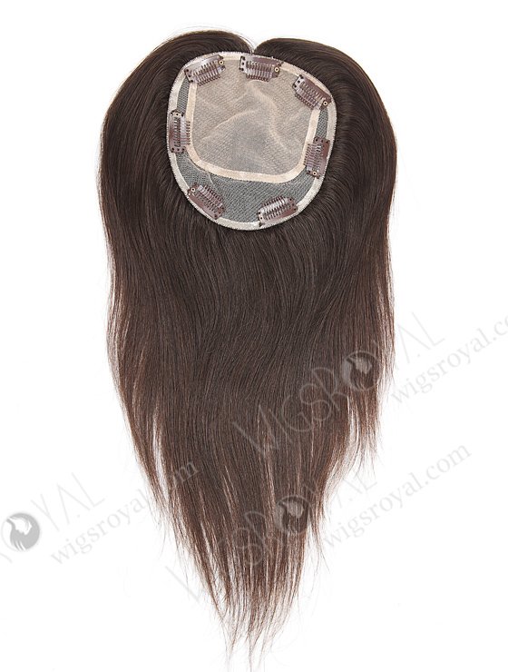 Seamless Silk Base Human Hair Toppers | In Stock 5.5"*6" European Virgin Hair 14" Natural Straight Natural Color Silk Top Hair Topper-008-724