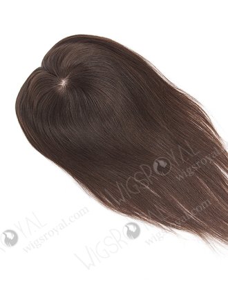 Seamless Silk Base Human Hair Toppers | In Stock 5.5"*6" European Virgin Hair 14" Natural Straight Natural Color Silk Top Hair Topper-008