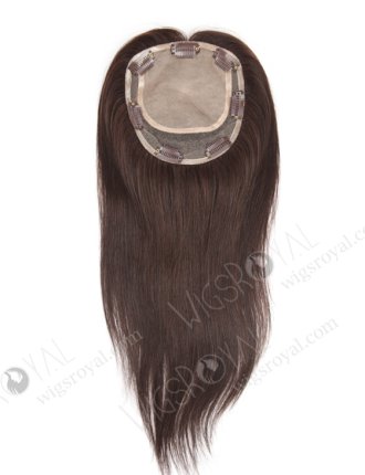 In Stock 5.5"*6" European Virgin Hair 16" Straight Color 2# Silk Top Hair Topper-052
