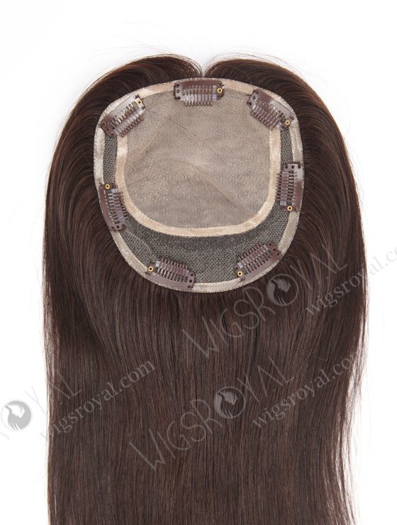 In Stock 5.5"*6" European Virgin Hair 16" Straight Color 2# Silk Top Hair Topper-052-749