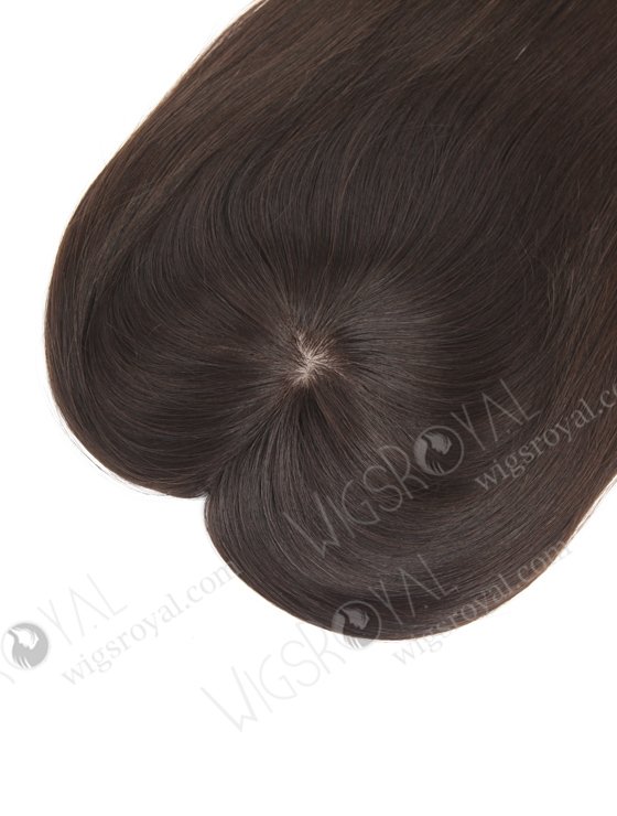 In Stock 5.5"*6" European Virgin Hair 16" Natural Straight Natural Color Silk Top Hair Topper-009-728
