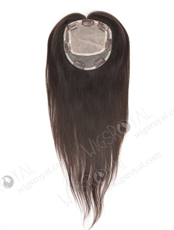 In Stock 5.5"*6" European Virgin Hair 16" Natural Straight Natural Color Silk Top Hair Topper-009-730