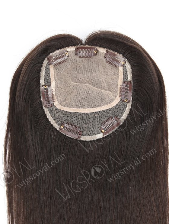 In Stock 5.5"*6" European Virgin Hair 16" Natural Straight Natural Color Silk Top Hair Topper-009-729