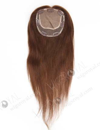 In Stock 5.5"*6" European Virgin Hair 16" Straight Color 4# Silk Top Hair Topper-035