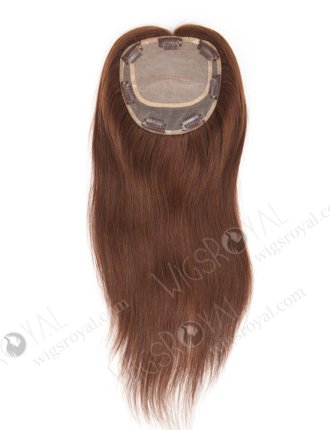 Clip In Crown Filler Hair Pieces Chocolate Brown Premium Remy Human Hair Topper | In Stock 5.5"*6" European Virgin Hair 16" Straight Color 3# Silk Top Hair Topper-053