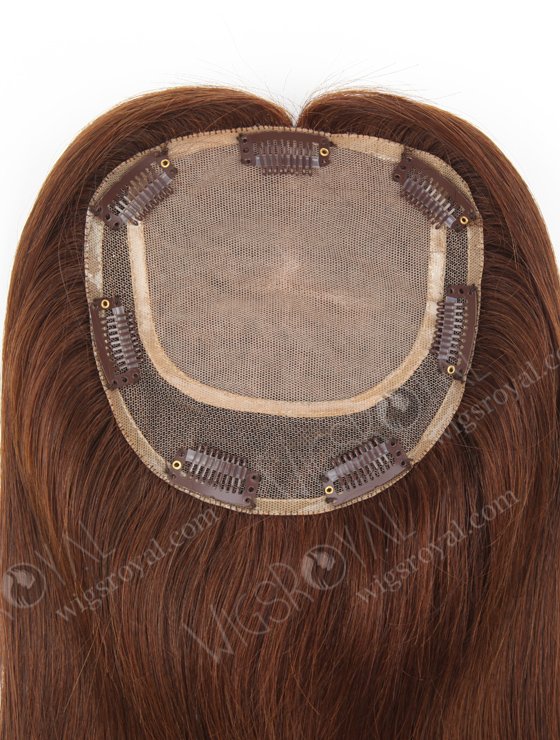 Clip In Crown Filler Hair Pieces Chocolate Brown Premium Remy Human Hair Topper | In Stock 5.5"*6" European Virgin Hair 16" Straight Color 3# Silk Top Hair Topper-053-756