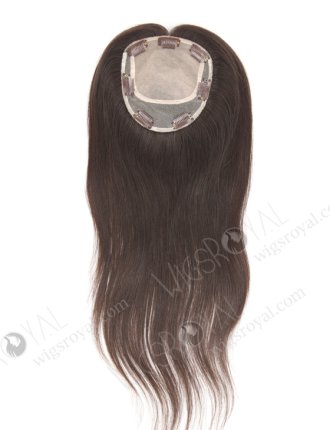 Best Clip On Hair Toppers for Thinning Crown Add Volume and Length | In Stock 5.5"*6" European Virgin Hair 18" Natural Straight Natural Color Silk Top Hair Topper-010