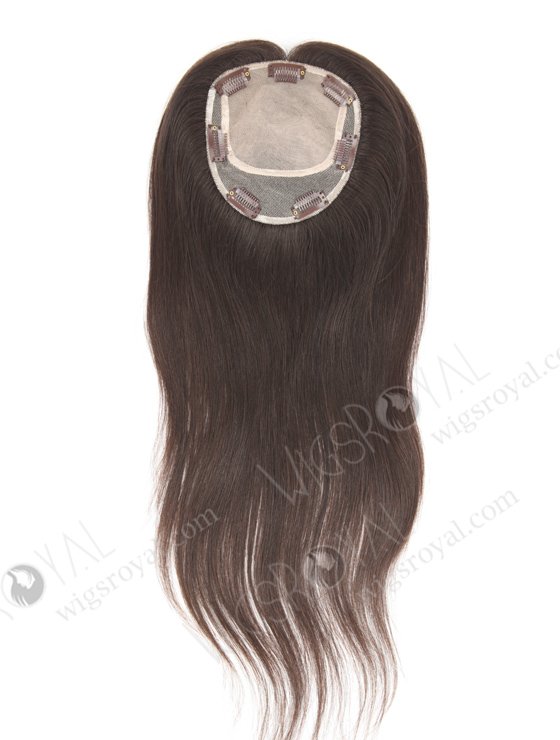 Best Clip On Hair Toppers for Thinning Crown Add Volume and Length | In Stock 5.5"*6" European Virgin Hair 18" Natural Straight Natural Color Silk Top Hair Topper-010-733