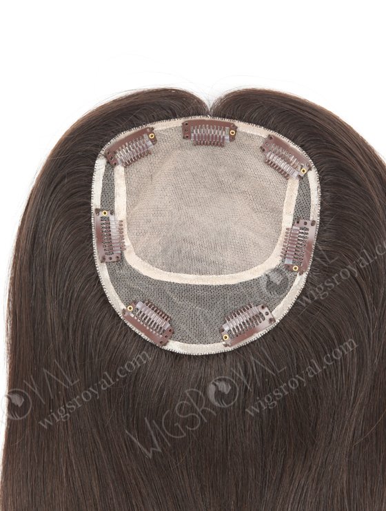 In Stock 5.5"*6" European Virgin Hair 18" Natural Straight Natural Color Silk Top Hair Topper-010-736