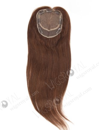 In Stock 5.5"*6" European Virgin Hair 18" Straight Color 4# Silk Top Hair Topper-058