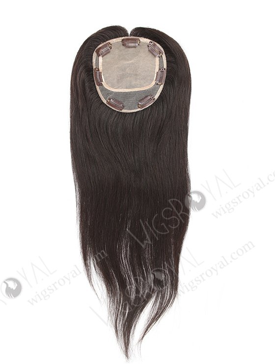 Clip On Volume Human Hair Toppers for Thinning Crown | In Stock 5.5"*6" Indian Virgin Hair 18" Straight Natural Color Silk Top Hair Topper-015-1298