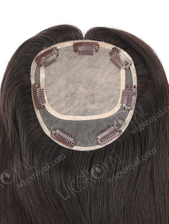 In Stock 5.5"*6" Indian Virgin Hair 18" Straight Natural Color Silk Top Hair Topper-015-1299