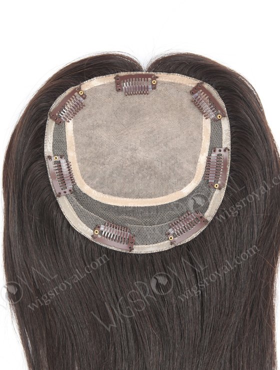 In Stock 5.5"*6" Indian Virgin Hair 12" Straight Natural Color Silk Top Hair Topper-012-1259