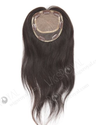 In Stock 5.5"*6" Indian Virgin Hair 14" Straight Natural Color Silk Top Hair Topper-013