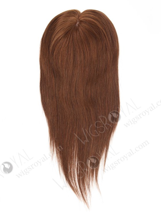 In Stock 7"×7" European Virgin Hair 16" Straight Color 4# Fishnet with Silk Top Hair Topper-060-1238