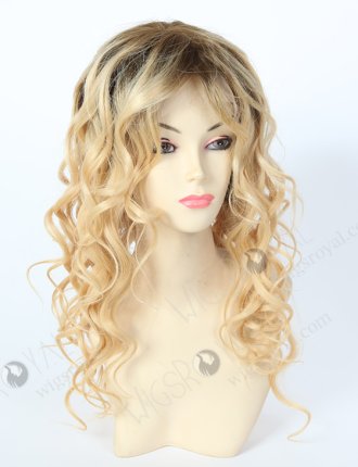 Dark Roots Blonde Curly Wigs For White Women WR-LW-030