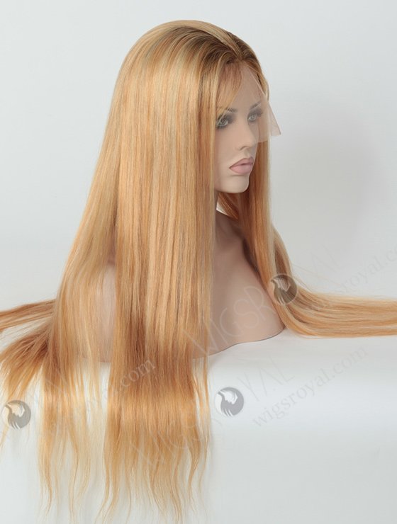 Long Straight Dark Roots Human Hair Blonde Wigs WR-LW-040-1605