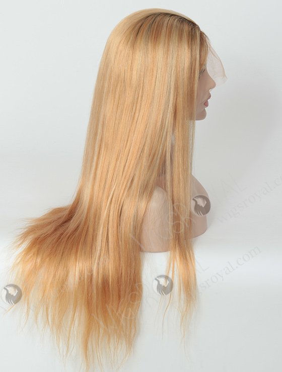 Long Straight Dark Roots Human Hair Blonde Wigs WR-LW-040-1606