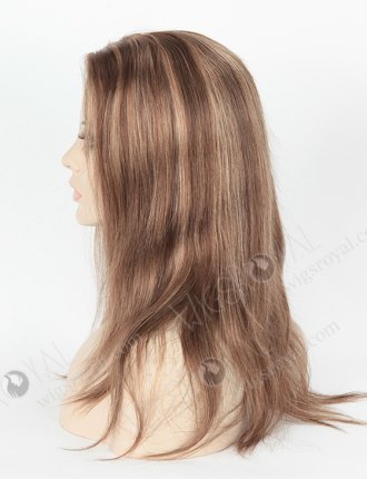 In Stock European Virgin Hair 14" Straight 3/9# Evenly Blended with 16# Highlights Silk Top Glueless Wig GL-08004