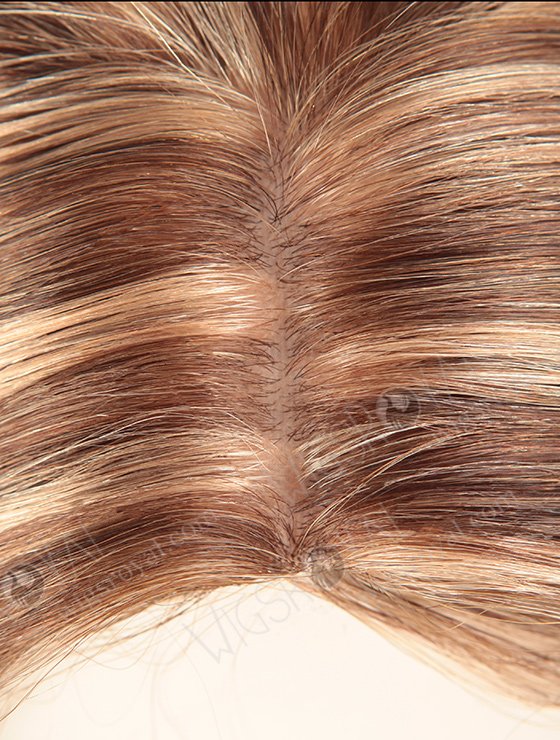 In Stock European Virgin Hair 14" Straight 3/9# Evenly Blended with 16# Highlights Silk Top Glueless Wig GL-08004-2392