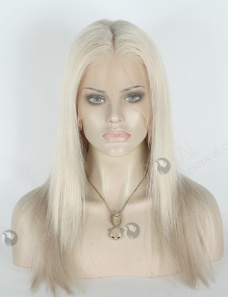 In Stock Brazilian Virgin Hair 16" Straight Silver Color Lace Front Wig MLF-04019