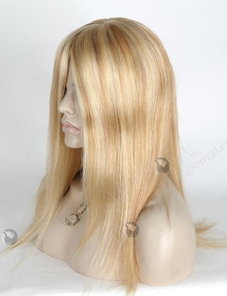 In Stock European Virgin Hair 14" Straight Color 613# with 8# Highlights Color Silk Top Glueless Wig GL-08080