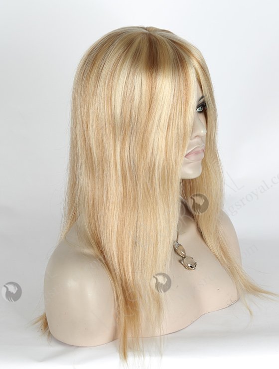 In Stock European Virgin Hair 14" Straight Color 613# with 8# Highlights Color Silk Top Glueless Wig GL-08080-2304