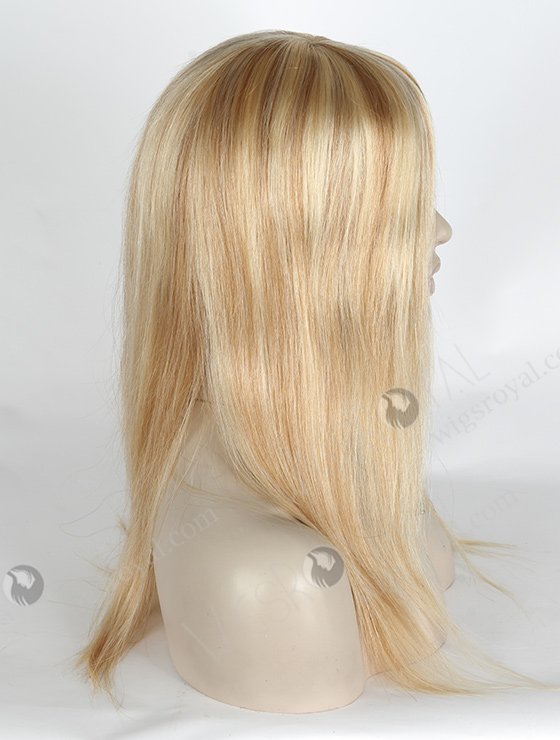 In Stock European Virgin Hair 14" Straight Color 613# with 8# Highlights Color Silk Top Glueless Wig GL-08080-2307