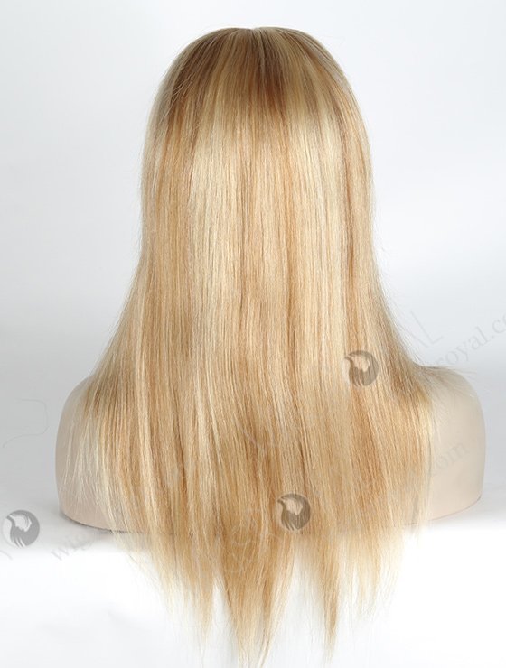 In Stock European Virgin Hair 14" Straight Color 613# with 8# Highlights Color Silk Top Glueless Wig GL-08080-2308
