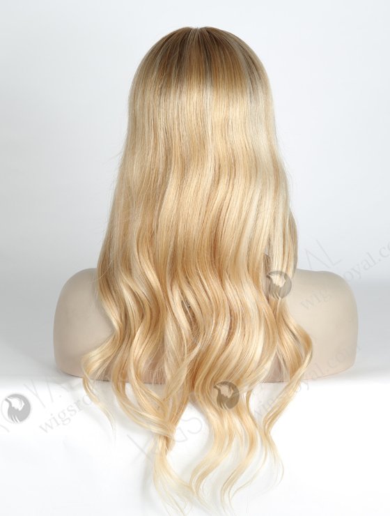 In Stock European Virgin Hair 18" Slight Wave T8/60/25/8# Highlights Color Silk Top Glueless Wig GL-08085-2591