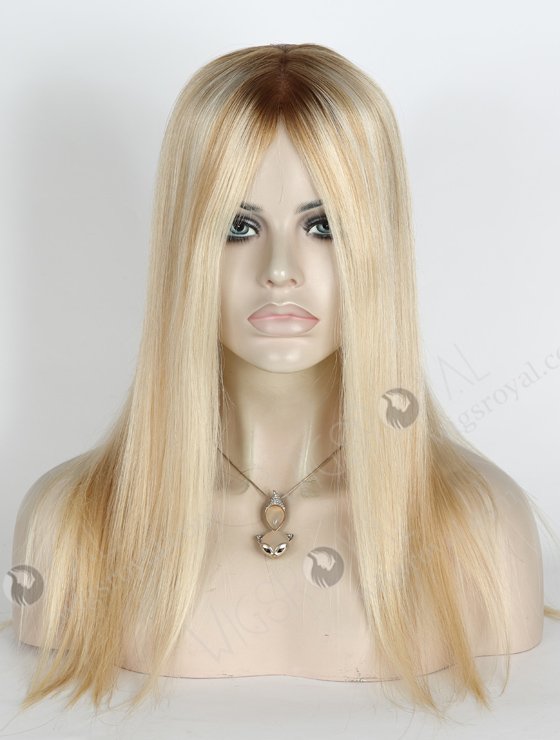 In Stock European Virgin Hair 16" Straight T8/60/25/8# Highlights Color Silk Top Glueless Wig GL-08086-2594