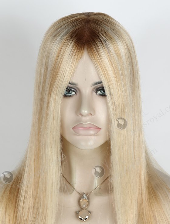 In Stock European Virgin Hair 16" Straight T8/60/25/8# Highlights Color Silk Top Glueless Wig GL-08086-2595