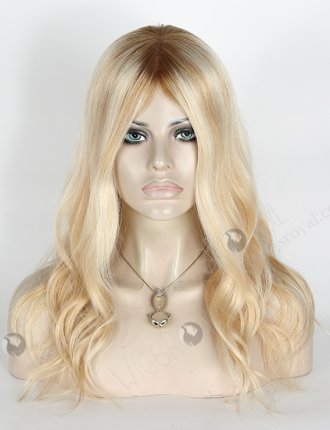 In Stock European Virgin Hair 16" Slight Wave T8/60/25/8# Highlights Color Silk Top Glueless Wig GL-08084