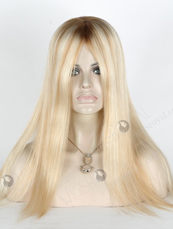 In Stock European Virgin Hair 18" Straight T8/60/25/8# Highlights Color Silk Top  Glueless Wig GL-08087-2604