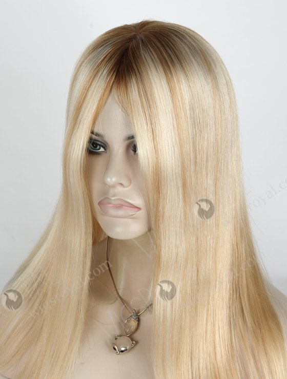 In Stock European Virgin Hair 18" Straight T8/60/25/8# Highlights Color Silk Top  Glueless Wig GL-08087-2606