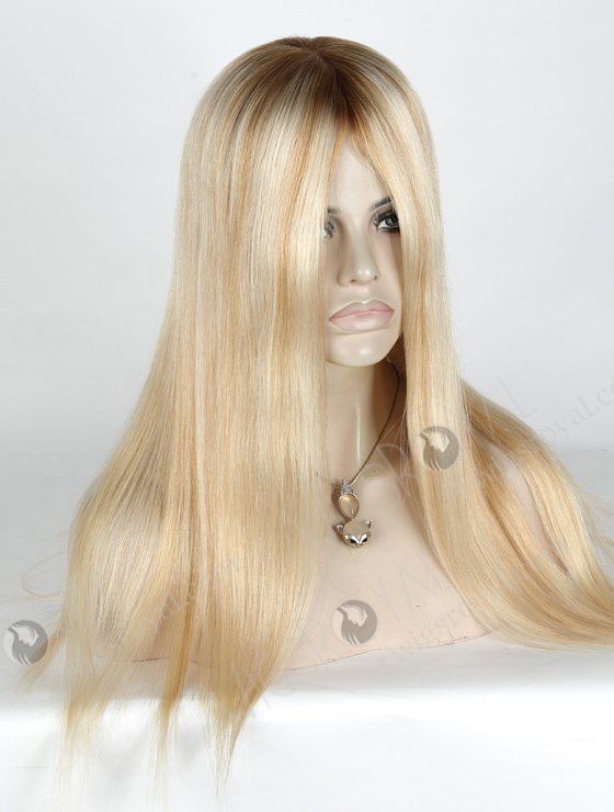 In Stock European Virgin Hair 18" Straight T8/60/25/8# Highlights Color Silk Top  Glueless Wig GL-08087-2605