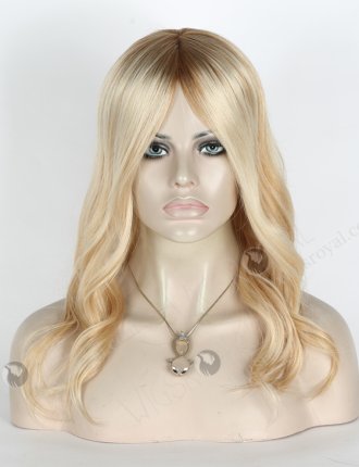 In Stock European Virgin Hair 14" Slight Wave T8/60/25/8# Highlights Color Silk Top Glueless Wig GL-08083