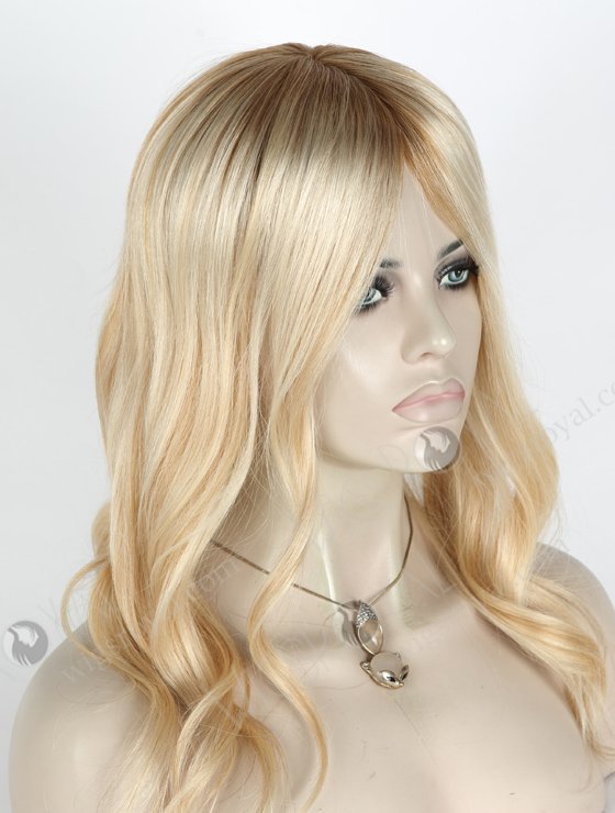 In Stock European Virgin Hair 14" Slight Wave T8/60/25/8# Highlights Color Silk Top Glueless Wig GL-08083-2574