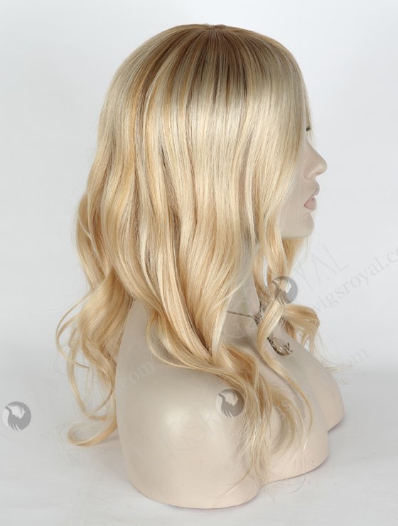 In Stock European Virgin Hair 14" Slight Wave T8/60/25/8# Highlights Color Silk Top Glueless Wig GL-08083-2573