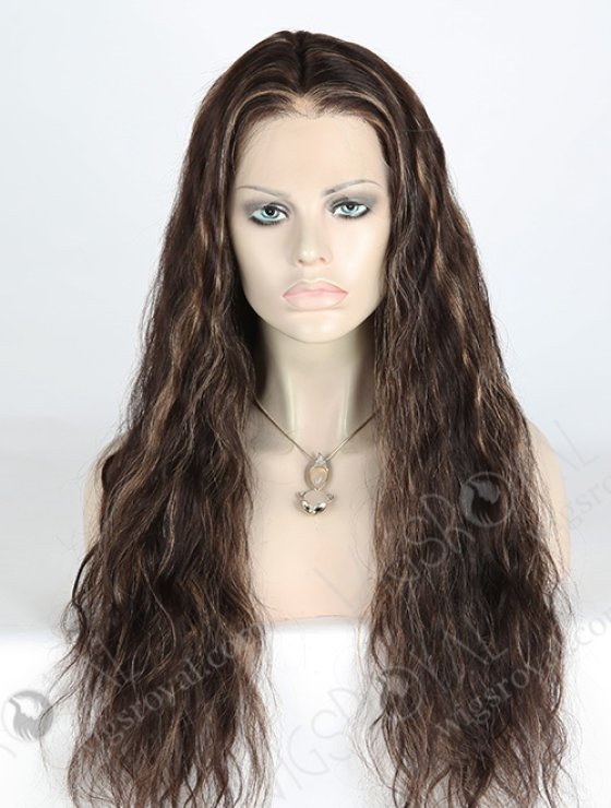 In Stock Brazilian Virgin Hair 24" Natural Wave 2/12# Highlights Lace Front Wig MLF-04021