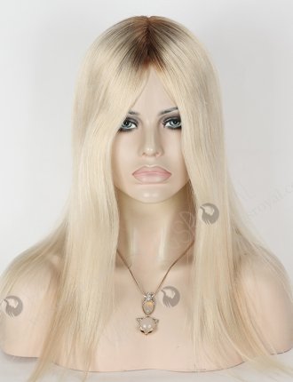 In Stock European Virgin Hair 16" Straight T9/white Color Silk Top Glueless Wig GL-08057