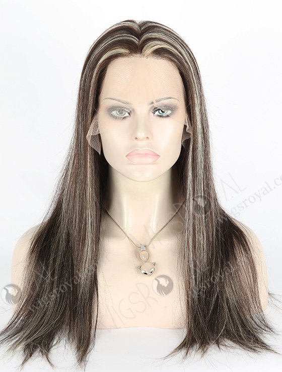 In Stock Indian Remy Hair 18" Straight 1#/3# Evenly Blended With 22# Highlights Color Lace Front Wig MLF-01006