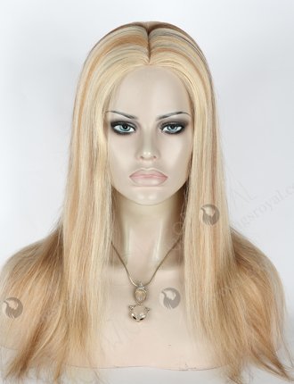 In Stock European Virgin Hair 16" Straight 613# with 9# Highlights and 18# Highlights Silk Top Glueless Wig GL-08044