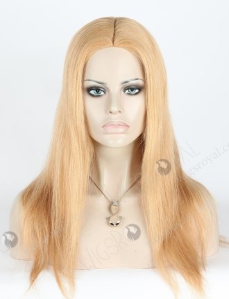 In Stock European Virgin Hair 18" Straight 18/22# Evenly Blended Color Silk Top Glueless Wig GL-08036