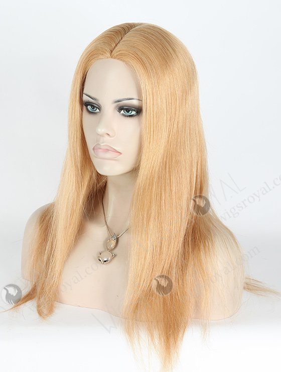 In Stock European Virgin Hair 18" Straight 18/22# Evenly Blended Color Silk Top Glueless Wig GL-08036-2713