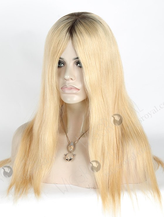 In Stock European Virgin Hair 18" Straight T9/24# Color Silk Top Glueless Wig GL-08074-2838