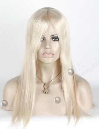 In Stock European Virgin Hair 16" Straight White Color Silk Top Glueless Wig GL-08054