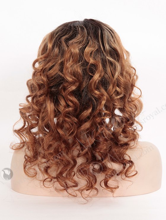 Dark Roots Brown Hair with Blonde Highlights Curly Wig WR-LW-082-3027